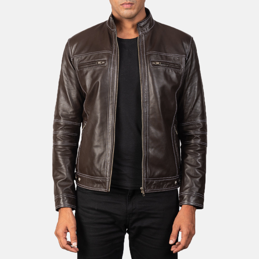 Men's Youngster Brown Leather Biker Jacket