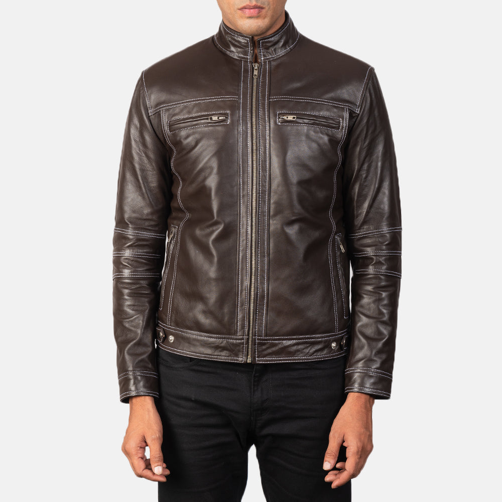 Men's Youngster Brown Leather Biker Jacket