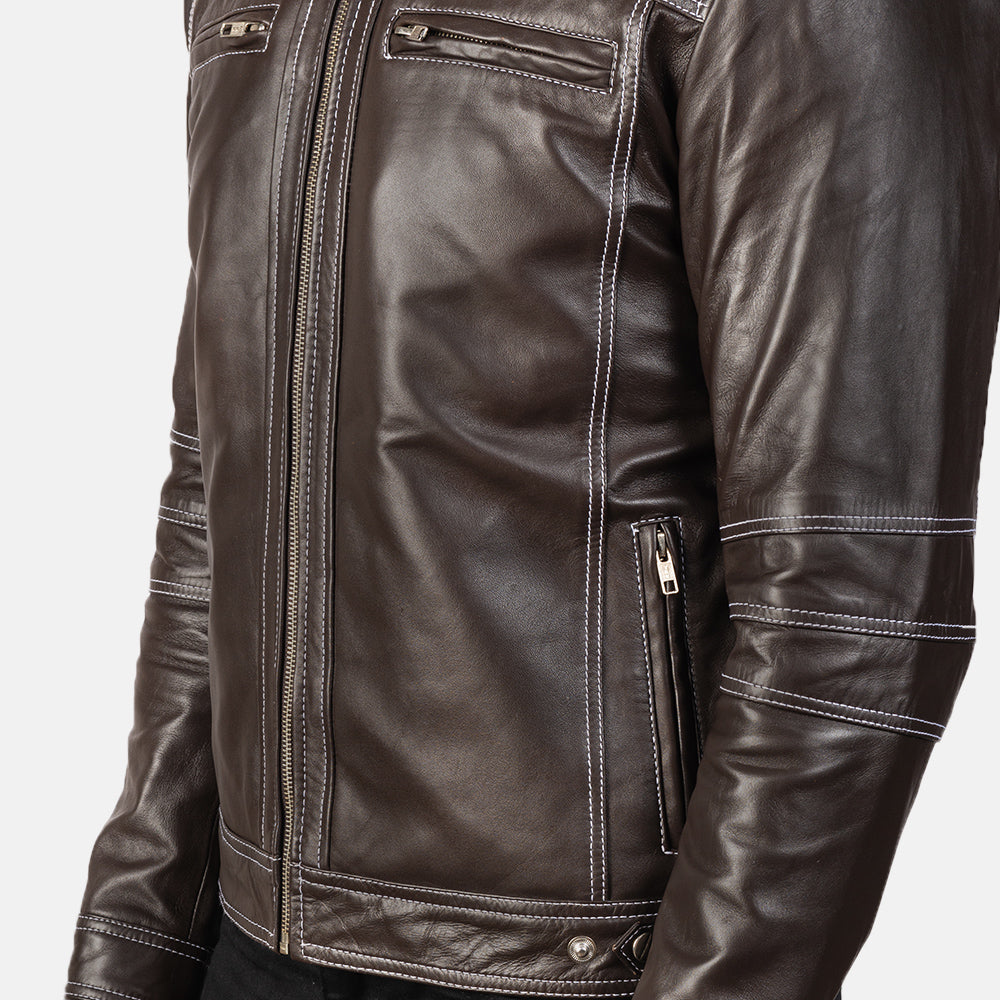 Men's Youngster Brown Leather Biker Jacket