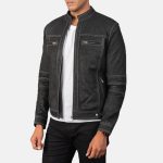Men's Youngster Distressed Black Leather Biker Jacket