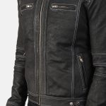 Men's Youngster Distressed Black Leather Biker Jacket