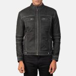 Men's Youngster Distressed Black Leather Biker Jacket