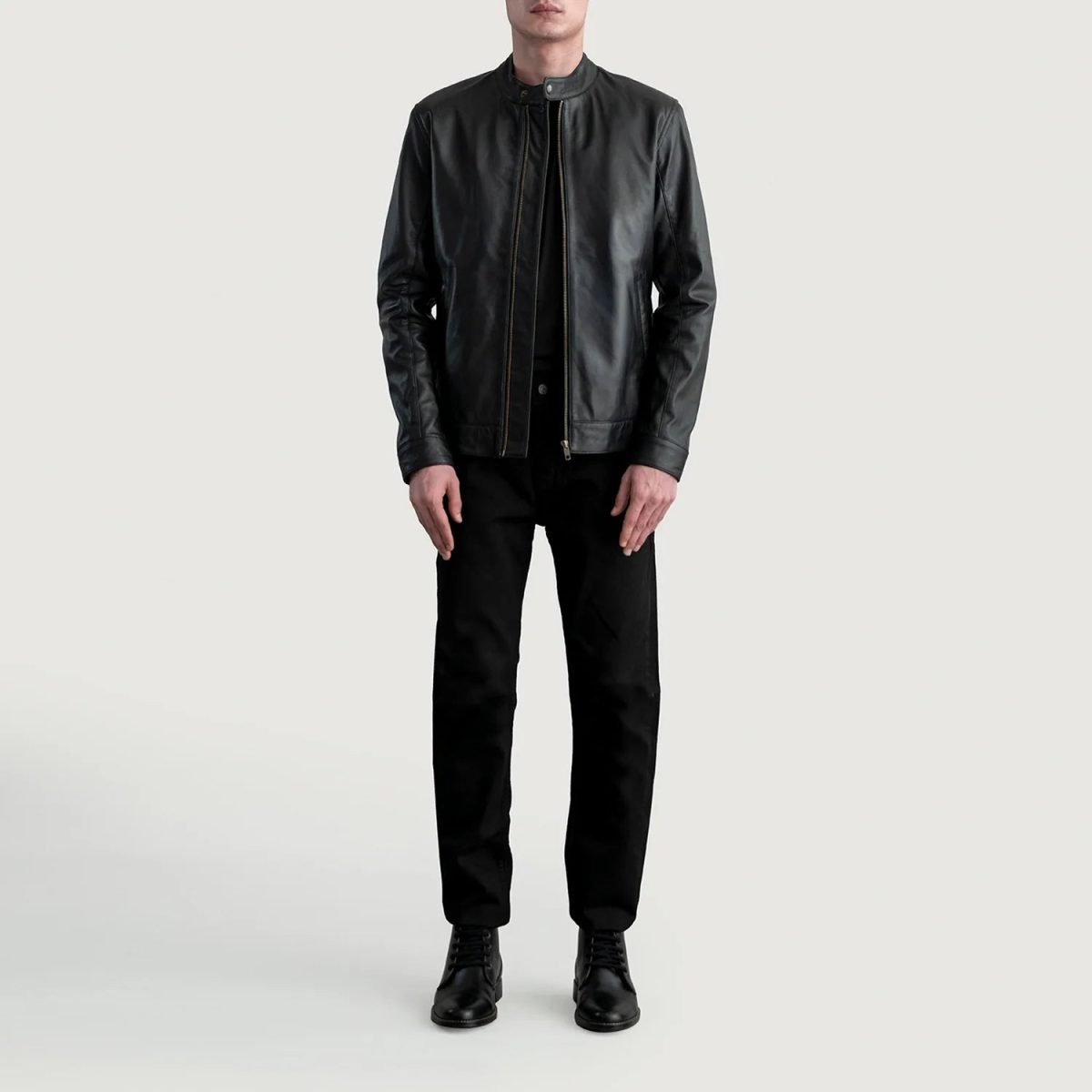 Men's Zen Black Leather Biker Jacket