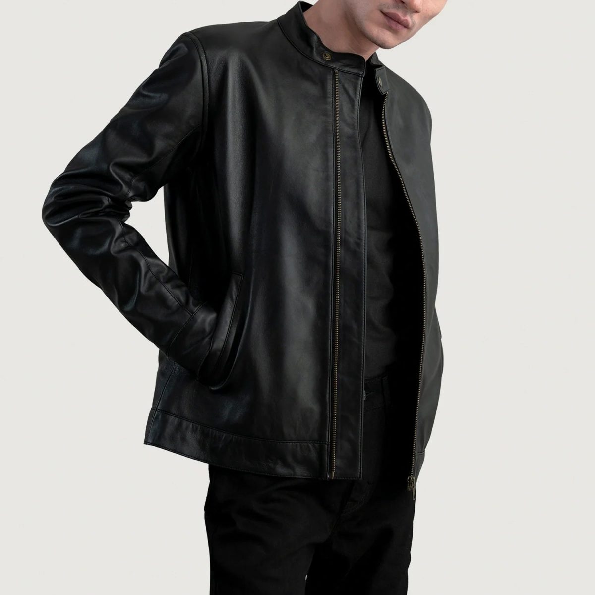 Men's Zen Black Leather Biker Jacket