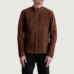 Men's Zen Brown Suede Leather Biker Jacket