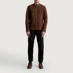 Men's Zen Brown Suede Leather Biker Jacket