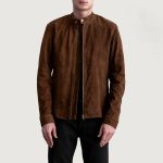Men's Zen Brown Suede Leather Biker Jacket