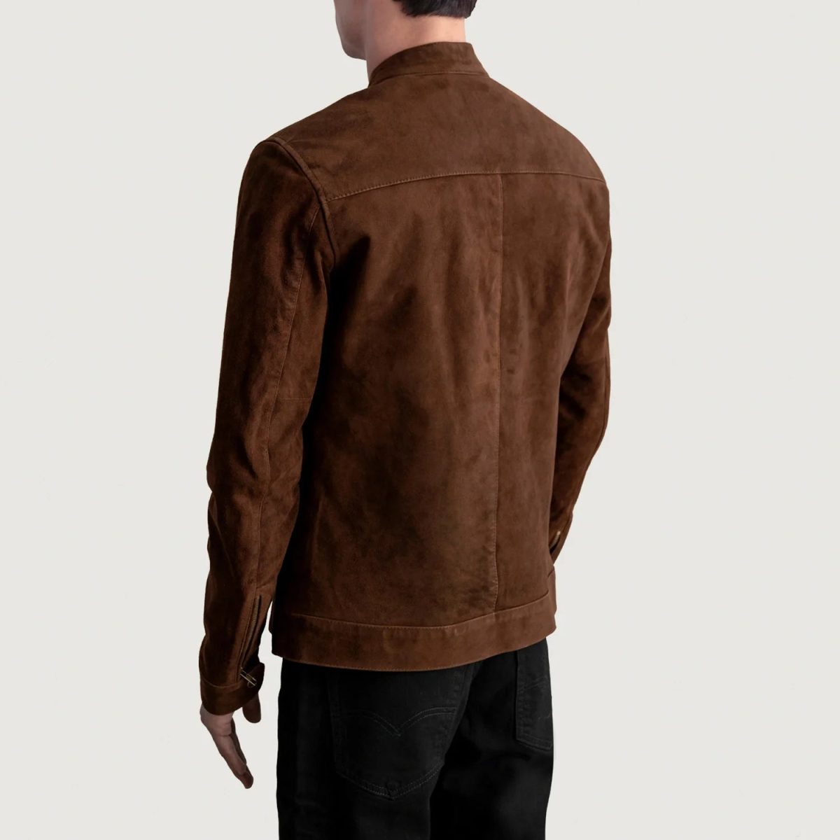 Men's Zen Brown Suede Leather Biker Jacket