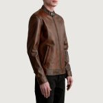 Men's Zen Distressed Brown Leather Biker Jacket