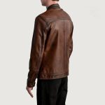 Men's Zen Distressed Brown Leather Biker Jacket