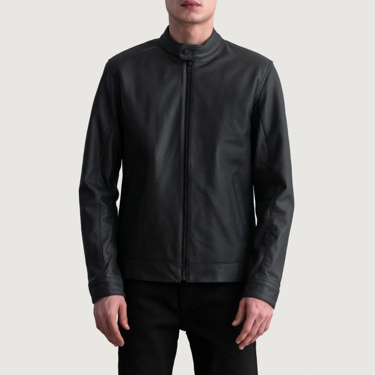 Men's Zen Matte Black Leather Biker Jacket