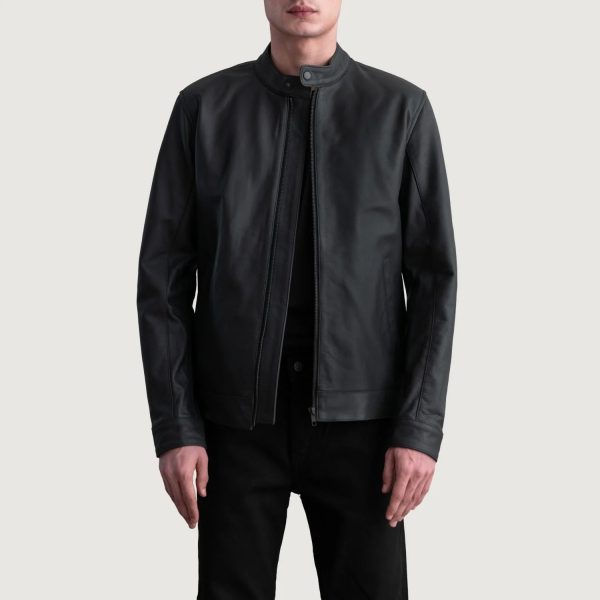 Men's Zen Matte Black Leather Biker Jacket
