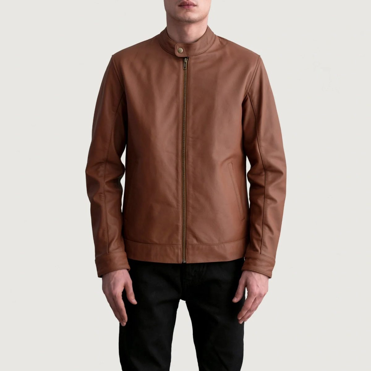 Men's Zen Matte Brown Leather Biker Jacket
