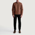 Men's Zen Matte Brown Leather Biker Jacket