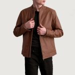 Men's Zen Matte Brown Leather Biker Jacket