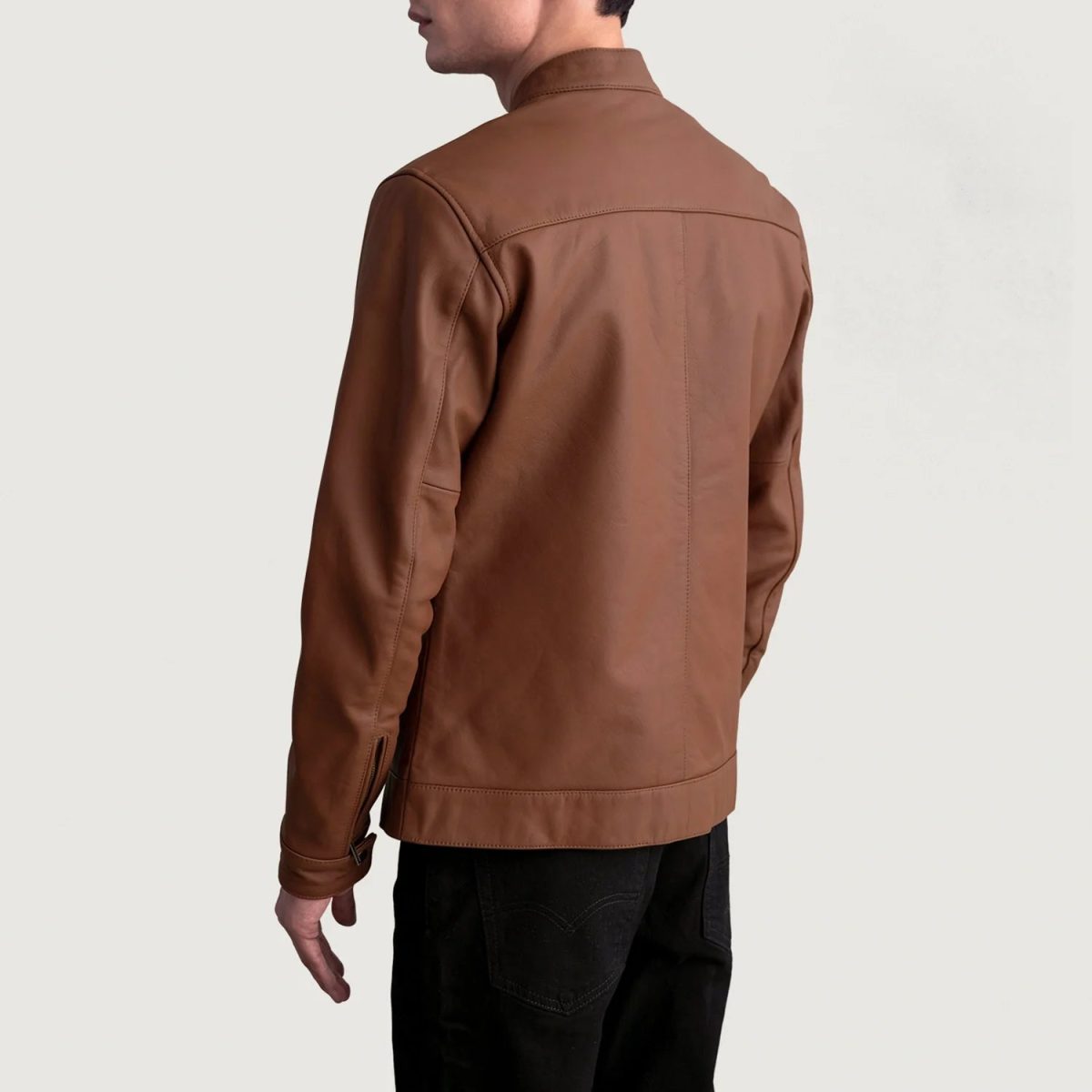 Men's Zen Matte Brown Leather Biker Jacket