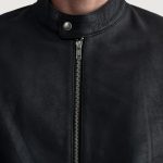 Men's Zen Tumbled Black Leather Biker Jacket