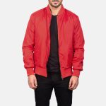 Men's Zack Red Bomber Leather Jacket
