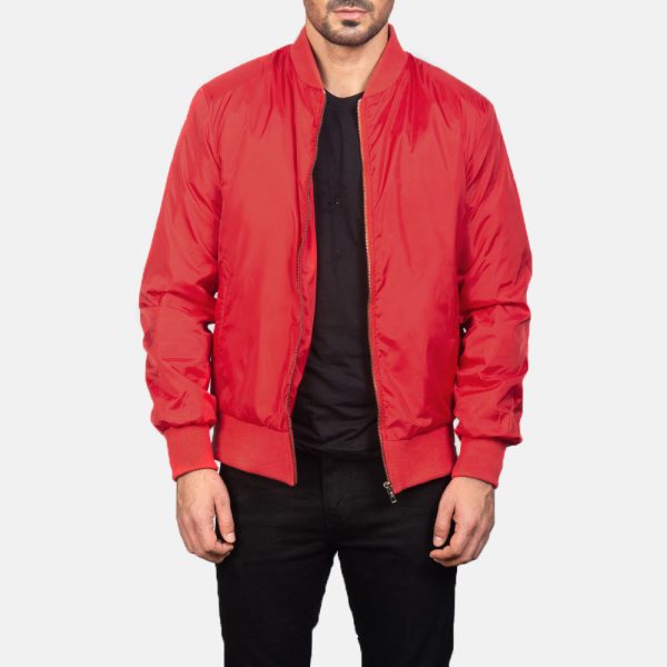 Men's Zack Red Bomber Leather Jacket
