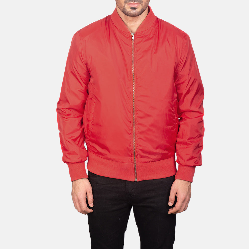 Men's Zack Red Bomber Leather Jacket
