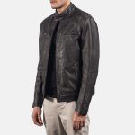 Men's Rustic Brown Leather Biker Jacket