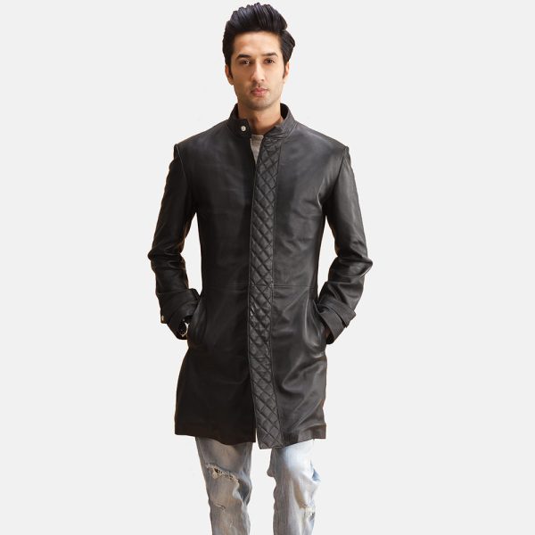 Men's Midlander Quilted Black Leather Coat