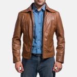 Men's Old School Brown Leather Jacket