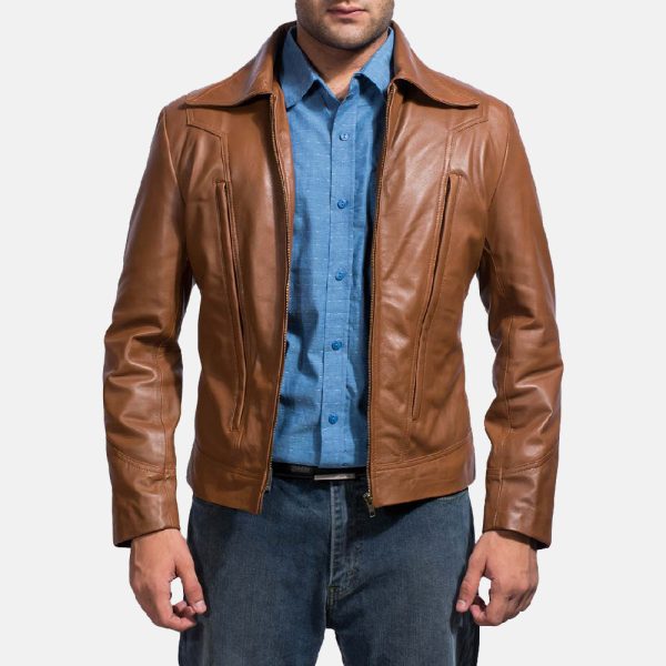 Men's Old School Brown Leather Jacket