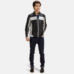 Men's Randolf Silver Black Leather Biker Jacket
