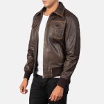 Men's Aaron Brown Leather Bomber Jacket
