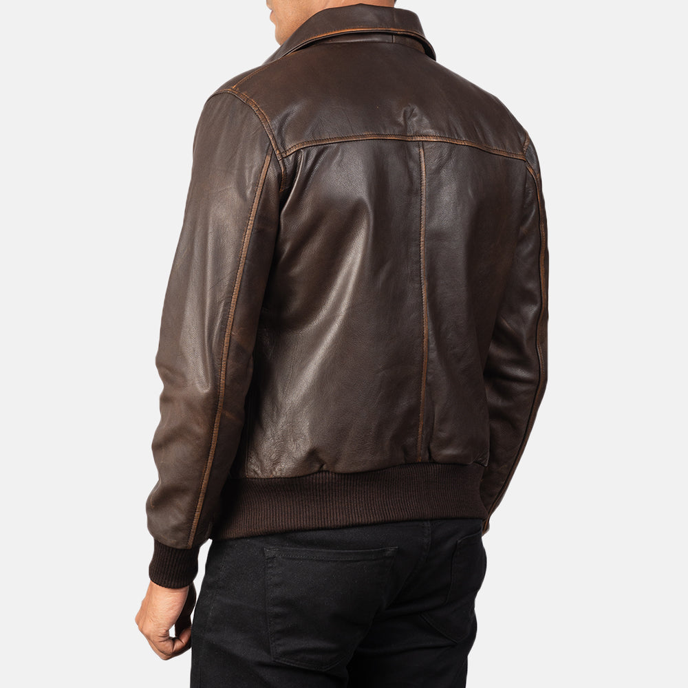 Men's Aaron Brown Leather Bomber Jacket