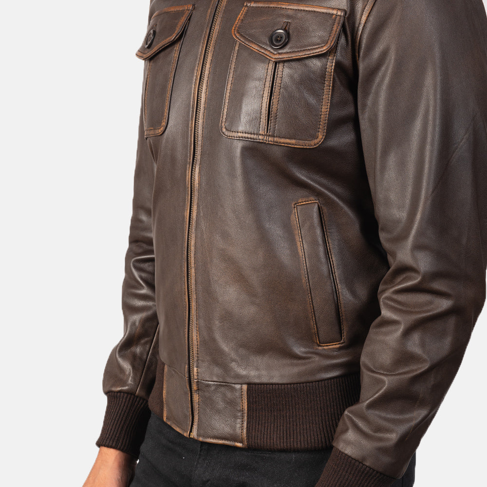Men's Aaron Brown Leather Bomber Jacket