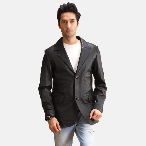 Men's Alyson Black Leather Blazer