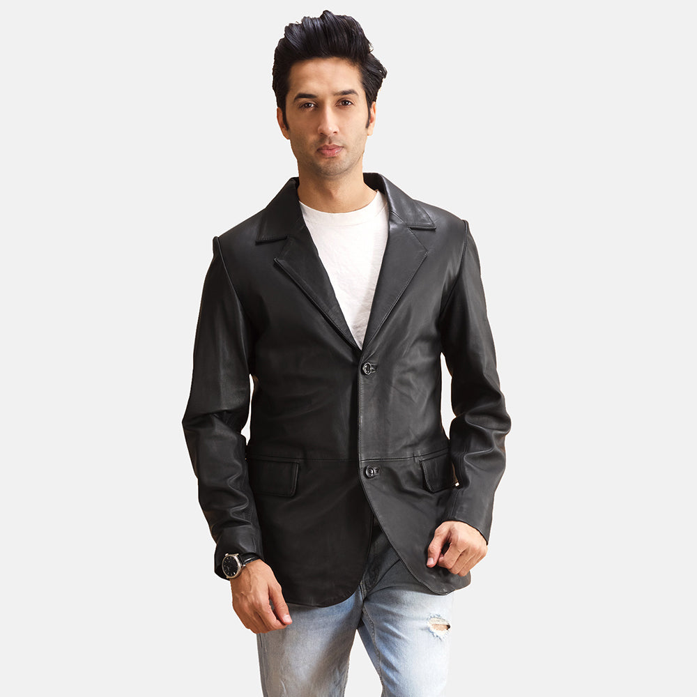 Men's Alyson Black Leather Blazer