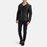 Men's Black Studded Leather Biker Jacket