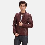 Men's Rumano Jae Maroon Leather Biker Jacket