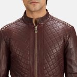 Men's Rumano Jae Maroon Leather Biker Jacket