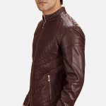 Men's Rumano Jae Maroon Leather Biker Jacket