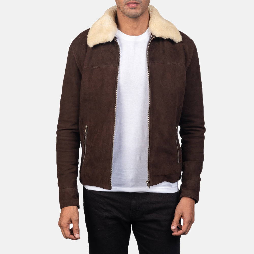 Men's Coffner Brown Shearling Fur Leather Jacket