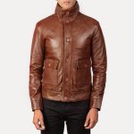 Men's Columbus Brown Leather Bomber Jacket