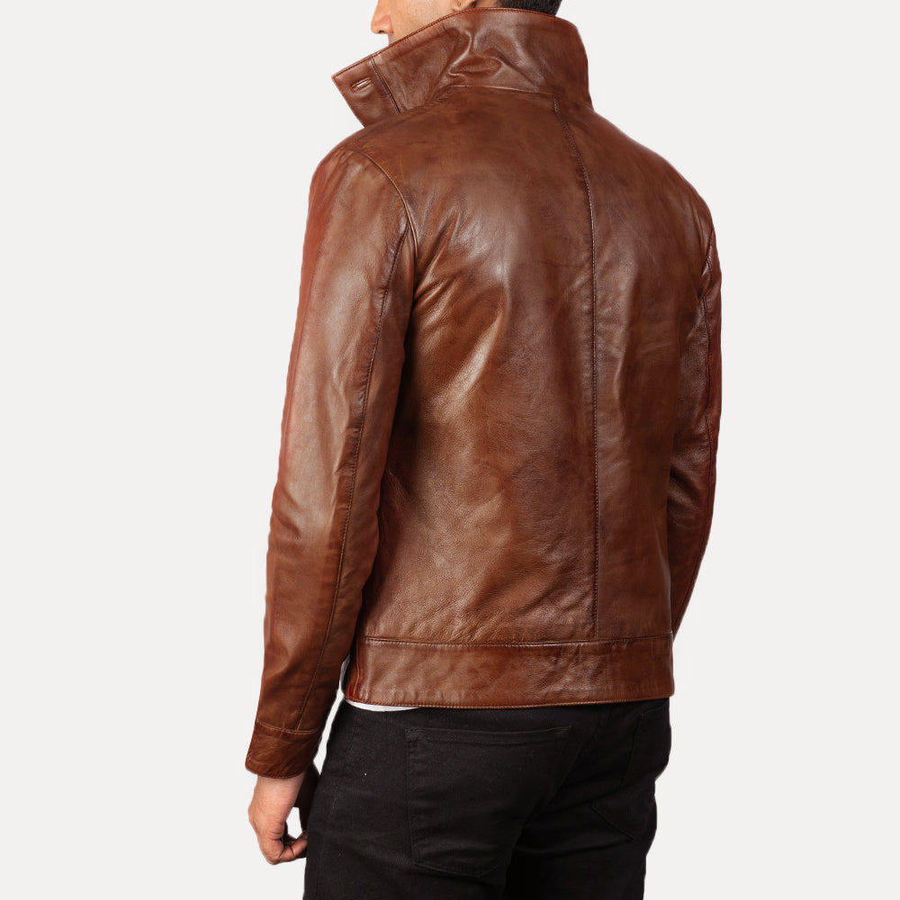Men's Columbus Brown Leather Bomber Jacket