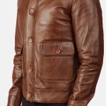 Men's Columbus Brown Leather Bomber Jacket
