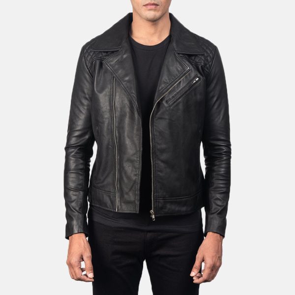 Men's Danny Quilted Black Leather Biker Jacket