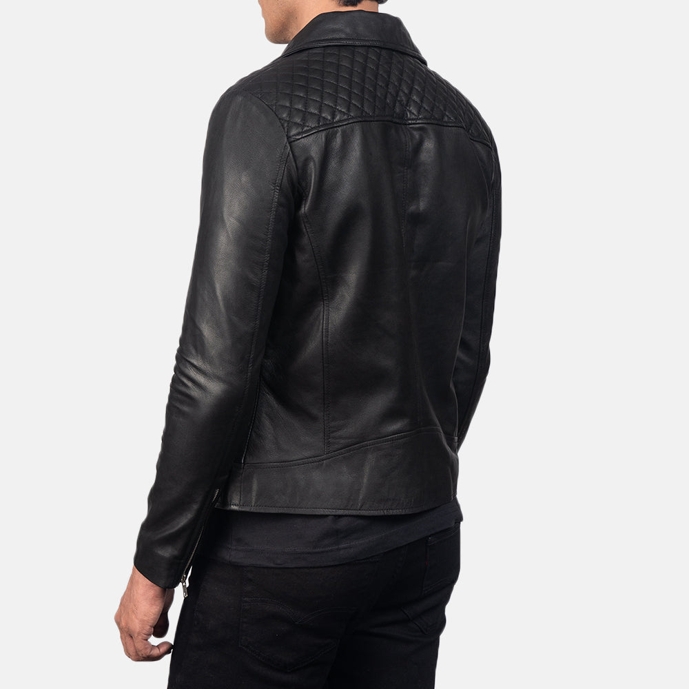 Men's Danny Quilted Black Leather Biker Jacket