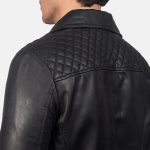 Men's Danny Quilted Black Leather Biker Jacket