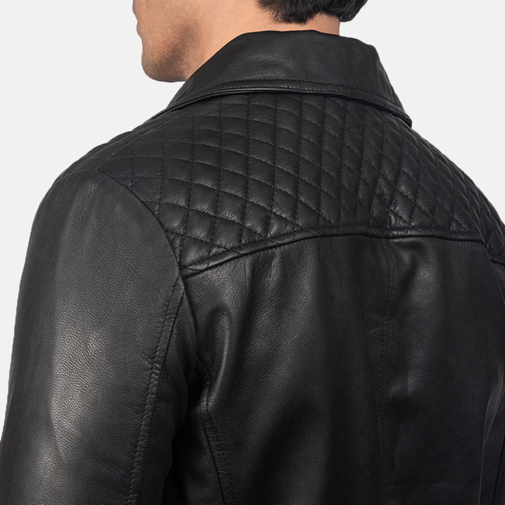 Men's Danny Quilted Black Leather Biker Jacket