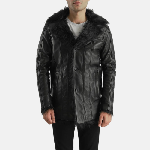 Men's Furcliff Black Leather Jacket