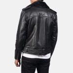 Men's Furton Fur Collar Black Leather Biker Jacket
