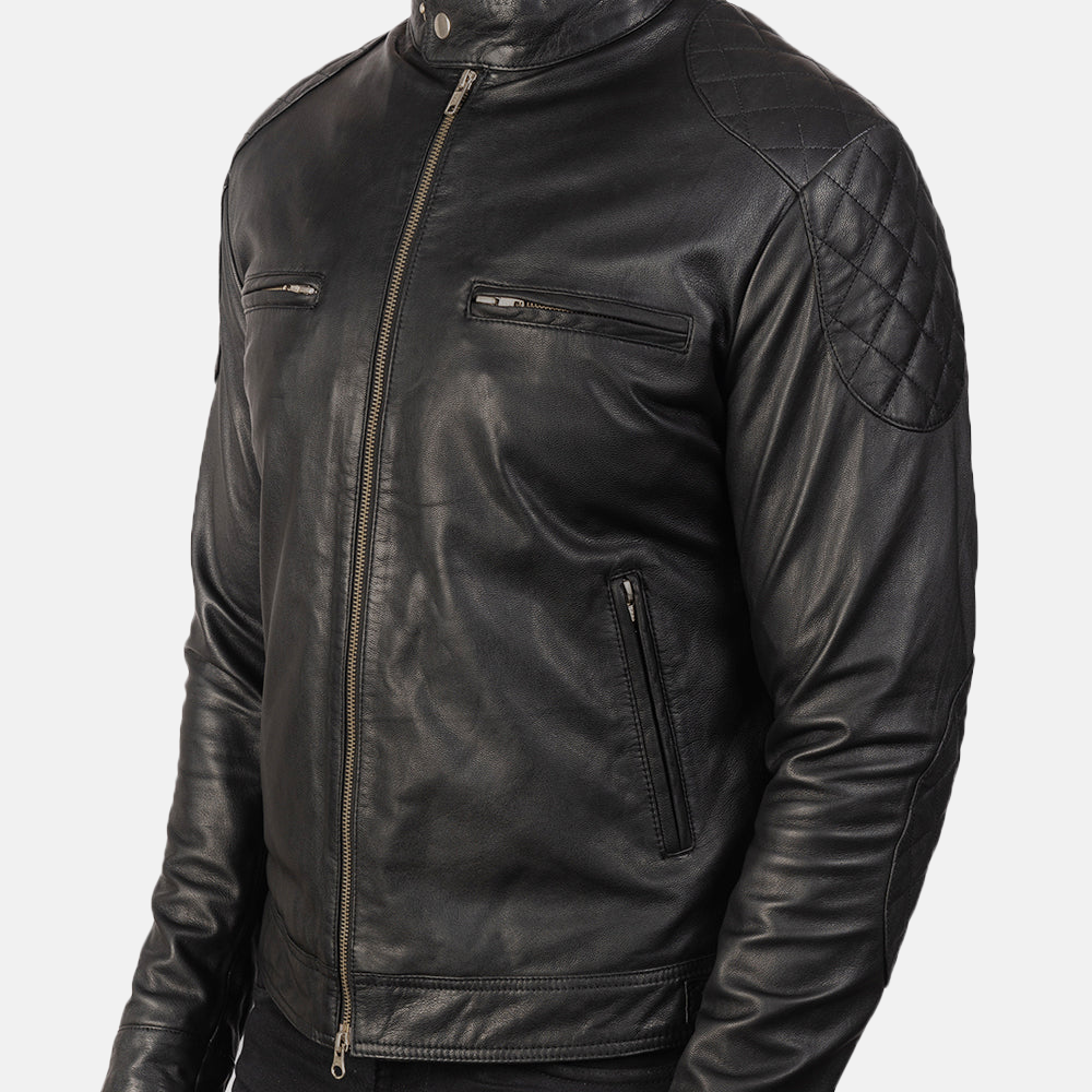 Men's Gatsby Black Leather Biker Jacket