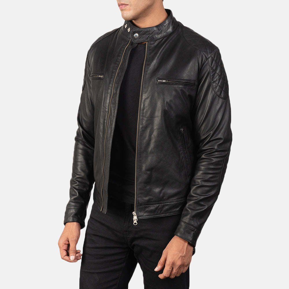 Men's Gatsby Black Leather Biker Jacket